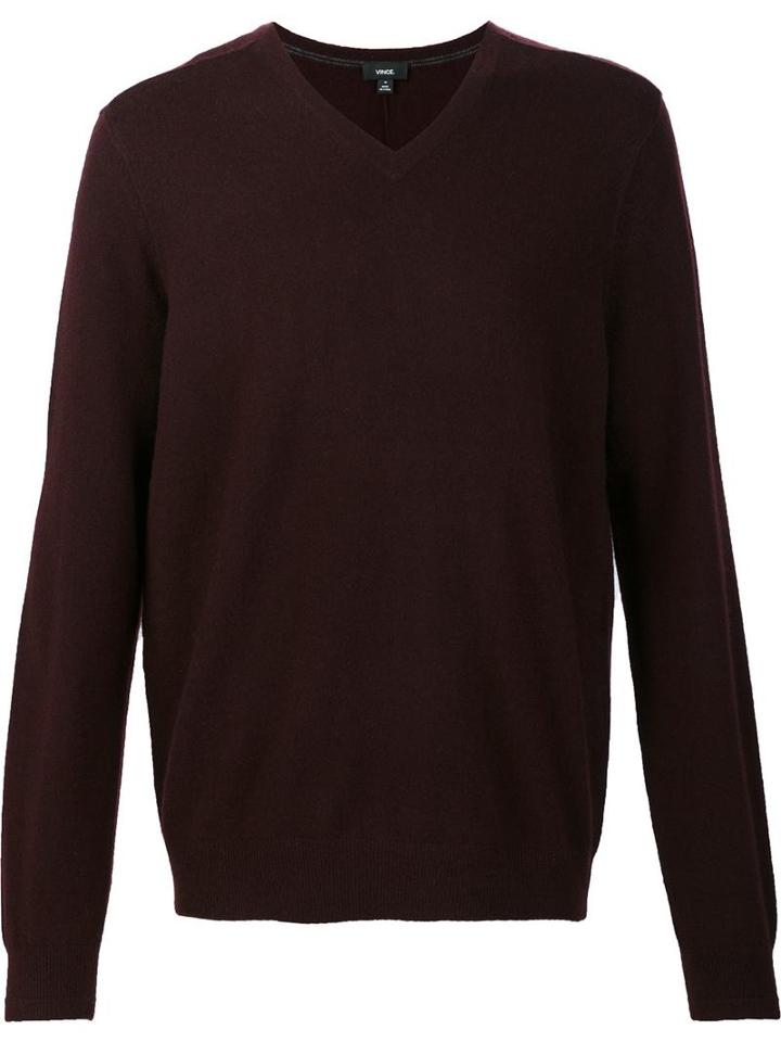 Vince V-neck Jumper, Men's, Size: Large, Red, Cashmere