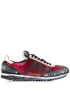 Premiata Sean Knitted Tartan Trainers - Red