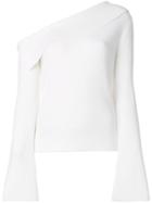 Theory One Shoulder Ribbed Sweater - White