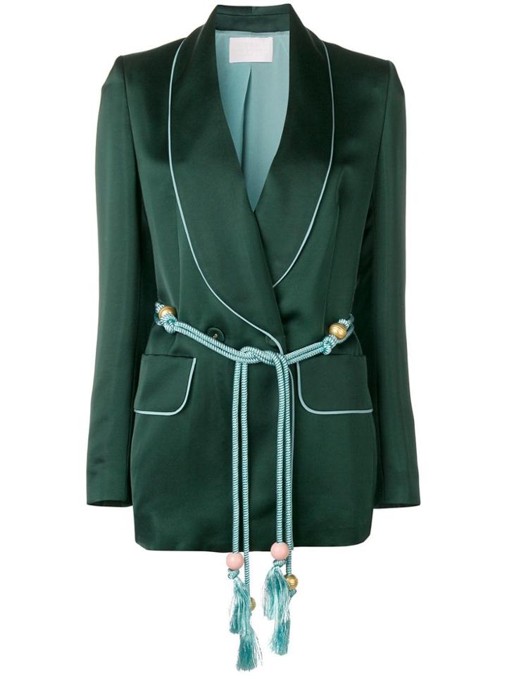 Peter Pilotto Satin Blazer With Piping - Green