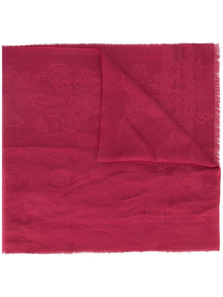 Etro - Fringed Scarf - Men - Cotton/linen/flax - One Size, Red, Cotton/linen/flax