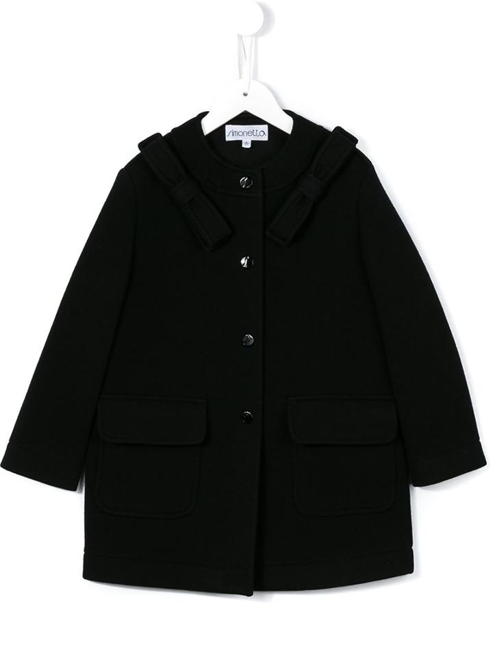 Simonetta Hooded Coat, Girl's, Size: 10 Yrs, Black