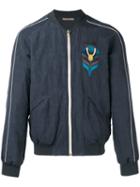 Nuur - Embroidered Bomber Jacket - Men - Cotton/linen/flax/viscose - 50, Blue, Cotton/linen/flax/viscose