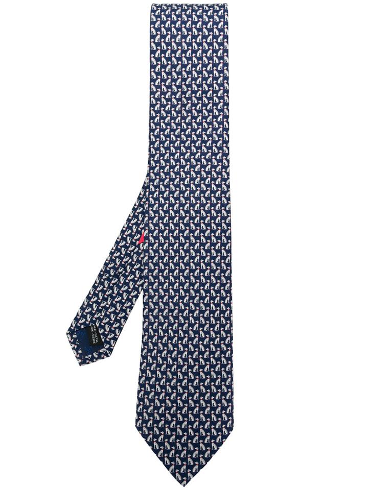 Salvatore Ferragamo Micro Dog Print Tie - Blue
