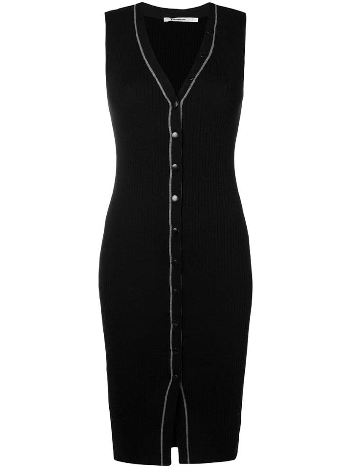 T By Alexander Wang Sleeveless Rib Knit Dress - Black