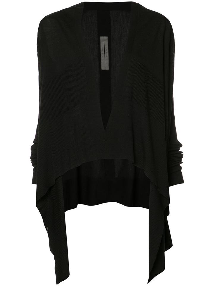 Rick Owens Asymmetric Knitted Cardigan, Women's, Size: Small, Black, Virgin Wool