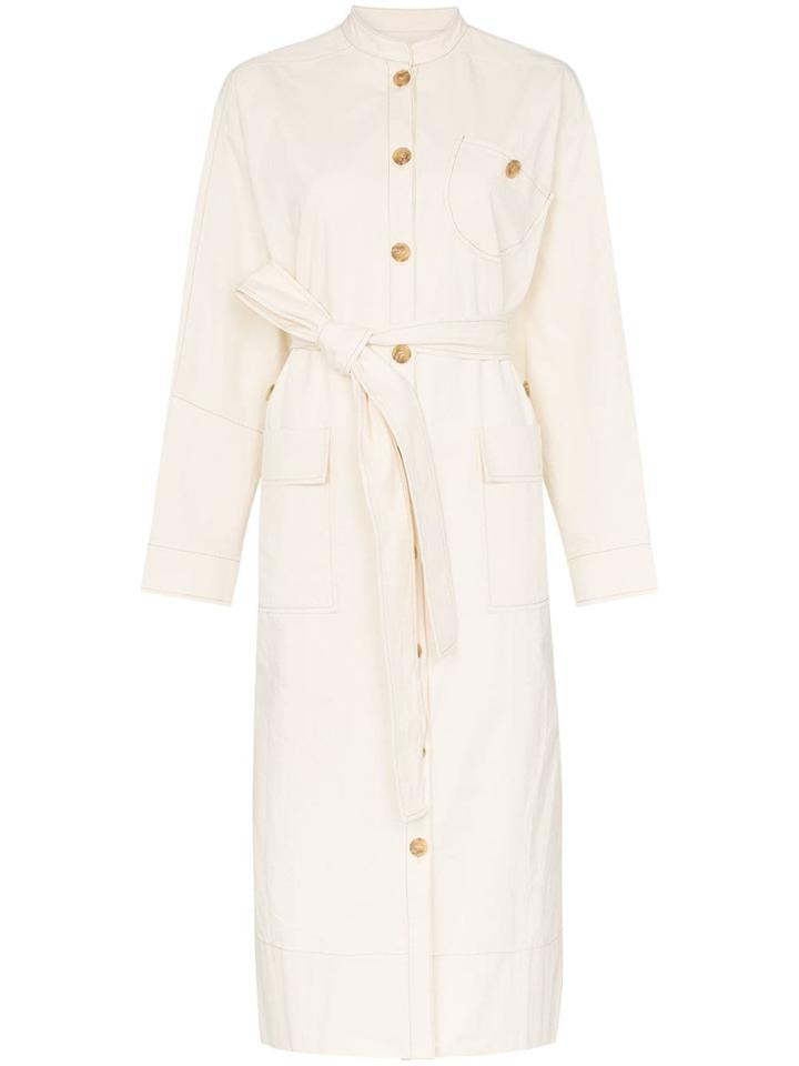 Rejina Pyo Collarless Cotton Shirt Dress - Neutrals