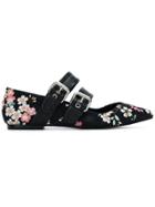 Reinaldo Lourenço Floral Print Ballerinas - Black