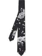 Burberry Slim Cut Floral Silk Tie - Black