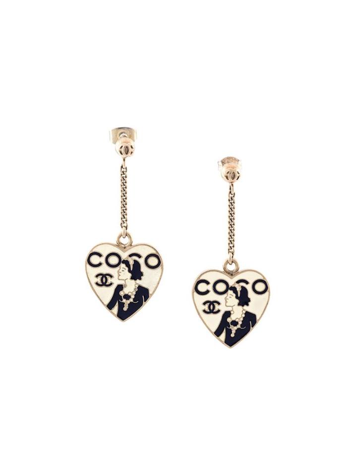 Chanel Vintage Coco Drop Earrings, Women's, White