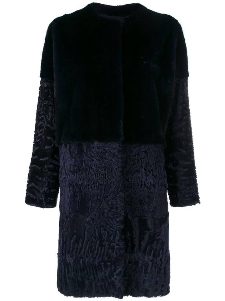 Liska Mid-length Fur Coat - Blue