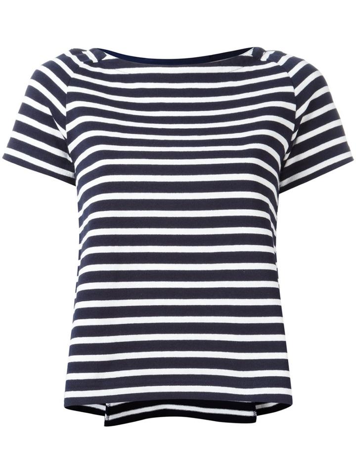 Sacai Striped Boat Neck Top, Women's, Size: 2, Blue, Cotton