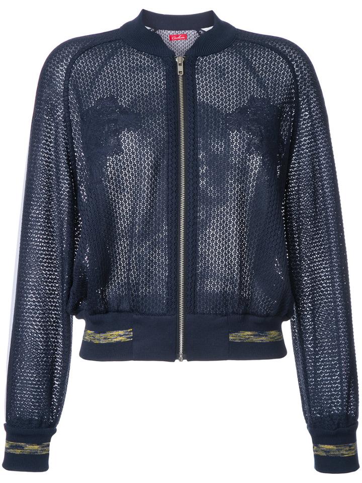Coohem Emboss Eyelet Tiger Jacket, Women's, Size: 38, Blue, Linen/flax/acrylic/nylon/polyester