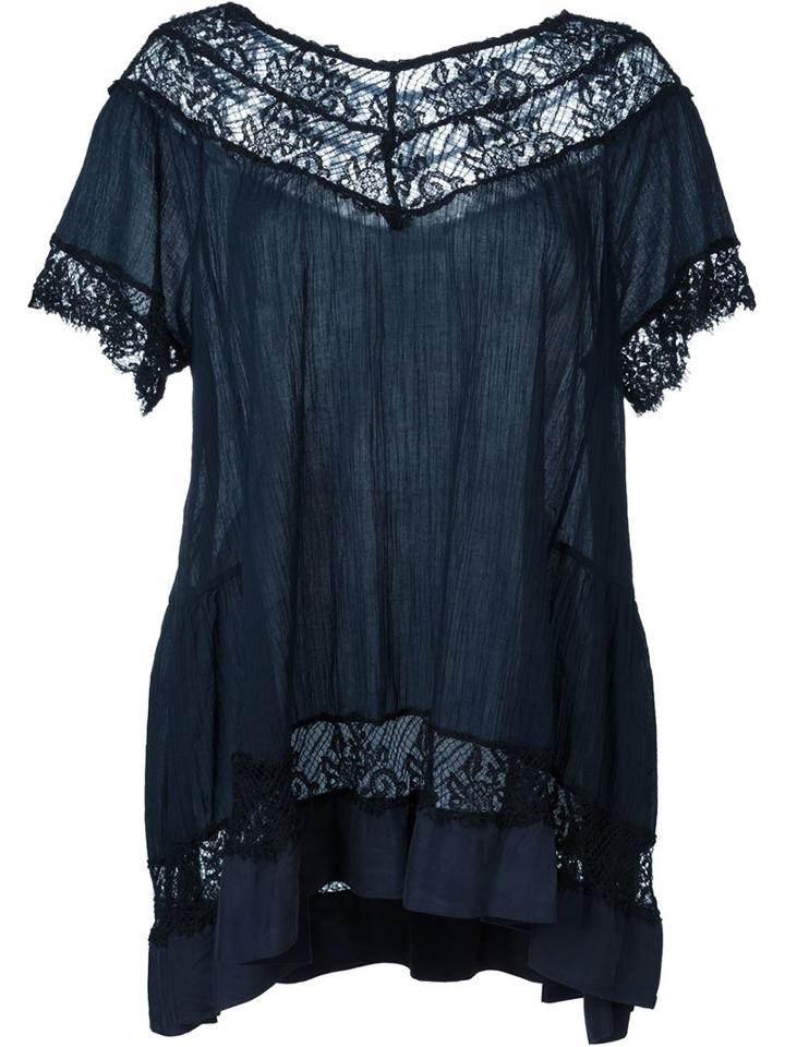 P.a.r.o.s.h. Lace Neck Flared Top