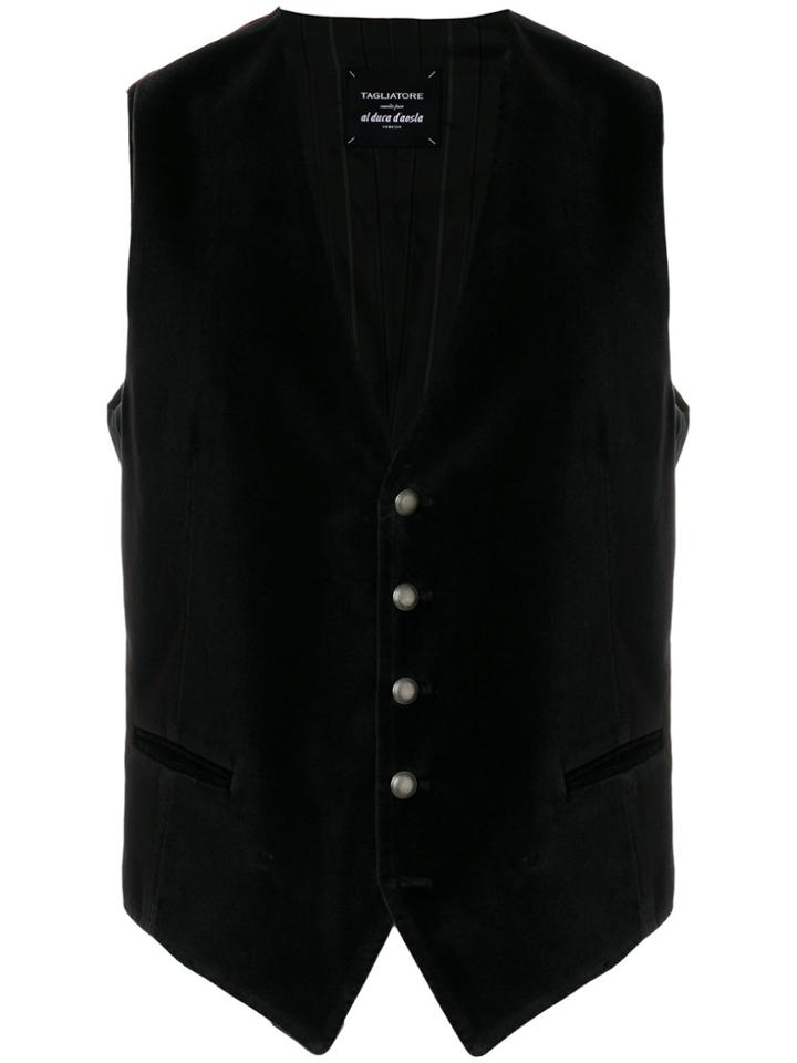 Tagliatore Velvet Waistcoat - Black