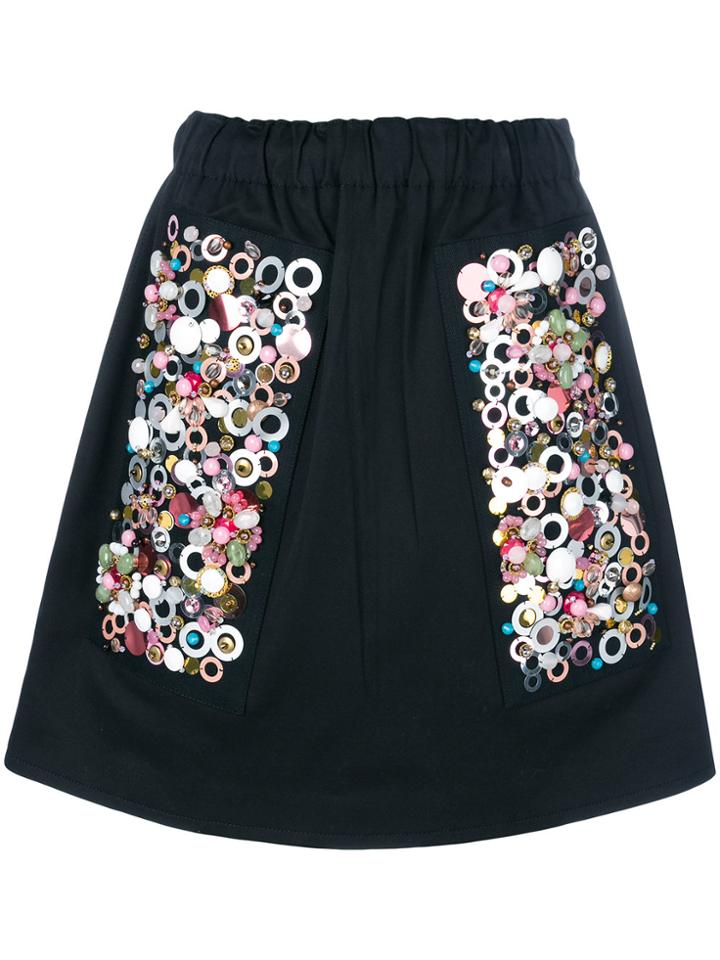 Prada Embellished A-line Skirt - Black