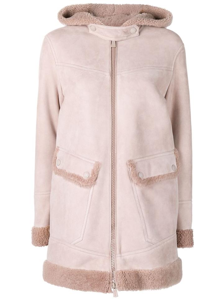 Bally Shearling Parka Coat - Pink & Purple
