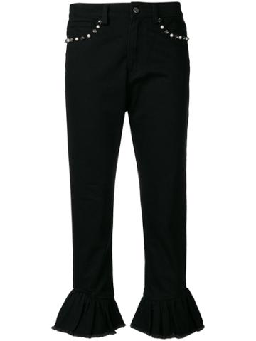 Isabelle Blanche Cropped Embellished Jeans - Black