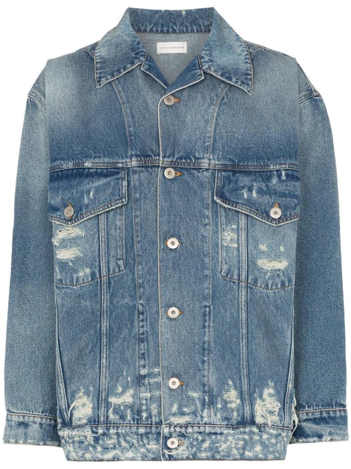 Faith Connexion Relaxed Fit Distressed Denim Jacket - Blue