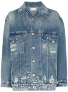 Faith Connexion Relaxed Fit Distressed Denim Jacket - Blue
