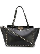 'rockstud' Trapeze Tote - Women - Cotton/calf Leather - One Size, Black, Cotton/calf Leather, Valentino