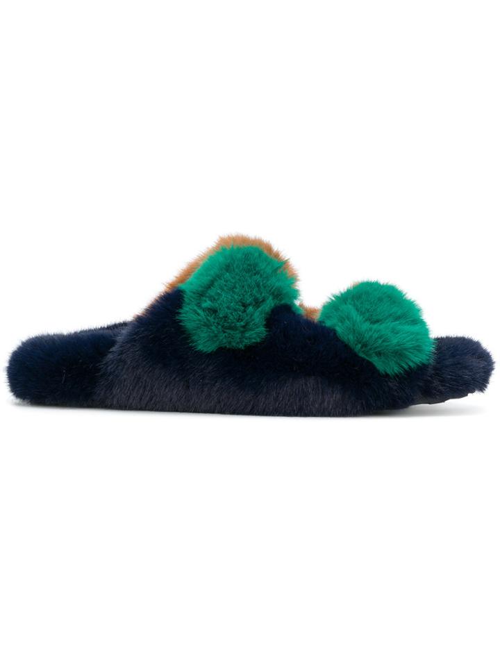 Suecomma Bonnie Faux Fur Slides - Multicolour