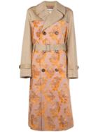 Junya Watanabe Floral Pattern Double-breasted Coat - Orange