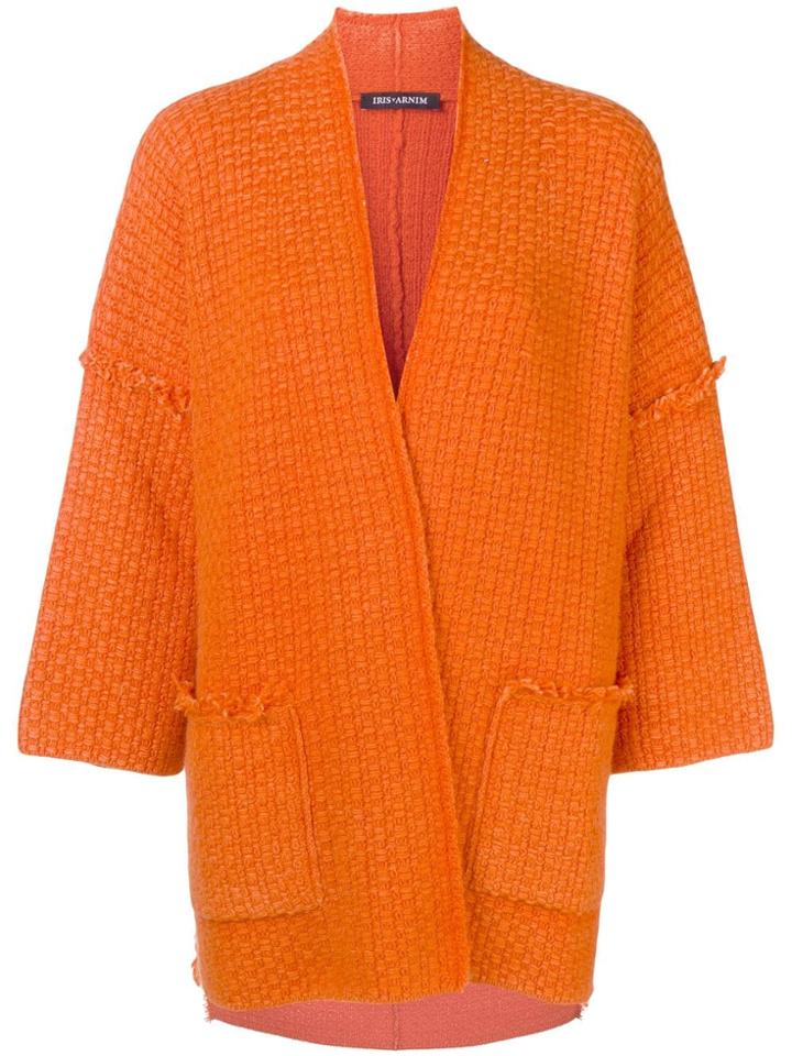 Iris Von Arnim Basketweave Cardigan - Yellow & Orange