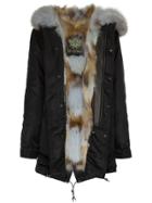 Mr & Mrs Italy Fox Fur Trimmed Parka - Black