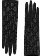 Gucci Tulle Gloves With Gg Motif - Black