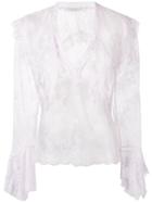 Philosophy Di Lorenzo Serafini - Ruffled Lace Blouse - Women - Polyamide - 44, Pink/purple, Polyamide