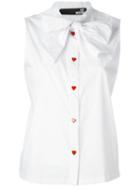 Love Moschino Pussy-bow Sleeveless Blouse, Women's, Size: 42, White, Cotton/spandex/elastane