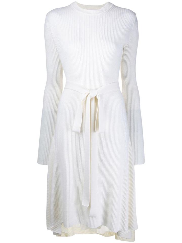 Helmut Lang Ribbed Day Dress - White