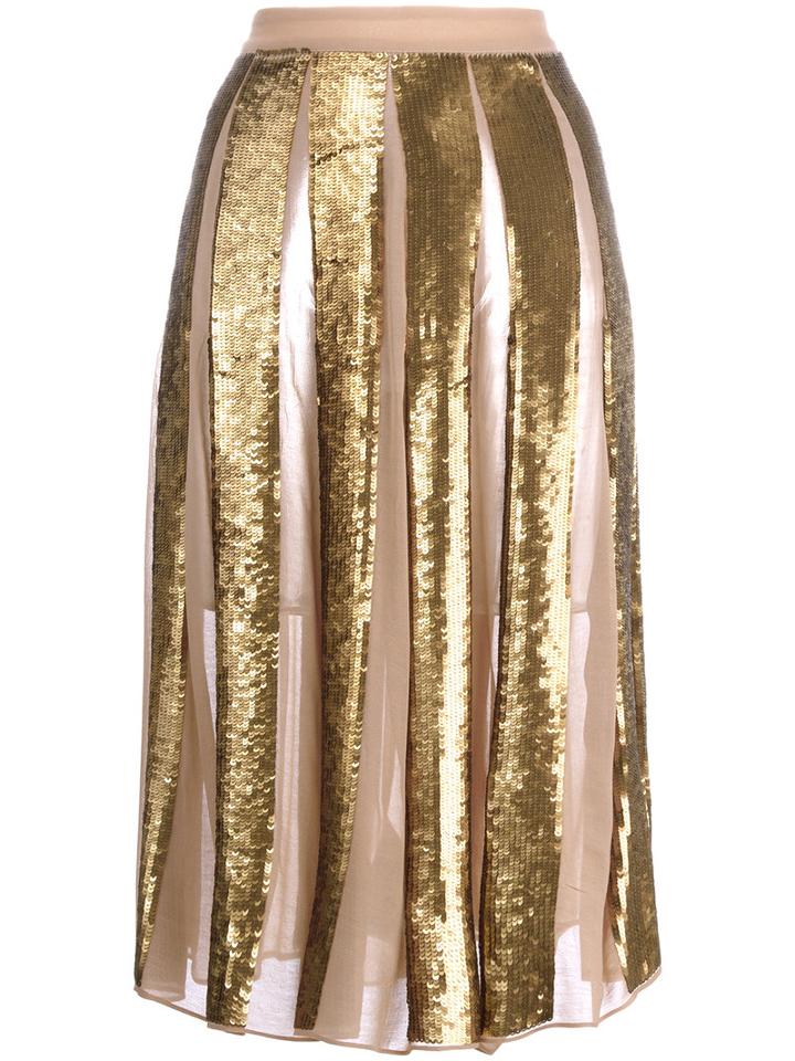 Manoush Golden Pailettes Skirt, Women's, Size: 38, Grey, Silk/viscose