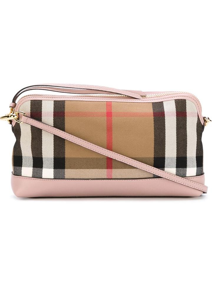 Burberry House Check Shoulder Bag, Women's, Nude/neutrals, Cotton/calf Leather