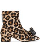 No21 Leopard Print Ankle Boots - Black
