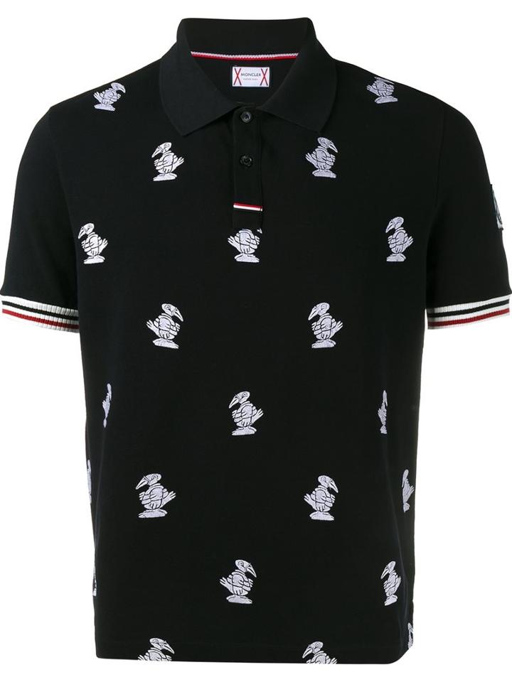 Moncler Gamme Bleu Goose Embroidered Polo Shirt, Men's, Size: Xl, Blue, Cotton