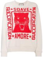 Gucci Sweatshirt With Soave Amore Guccification Print - Neutrals