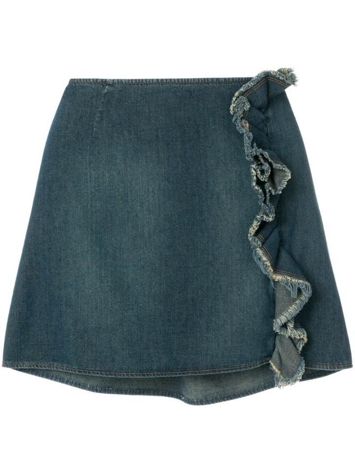 Moschino Pre-owned Ruffled Denim Skirt - Blue