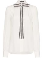 Dolce & Gabbana Front Logo Bow Blouse - White