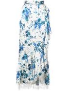 Adam Lippes Floral-print Lace-trimmed Ruffled Midi Skirt - White