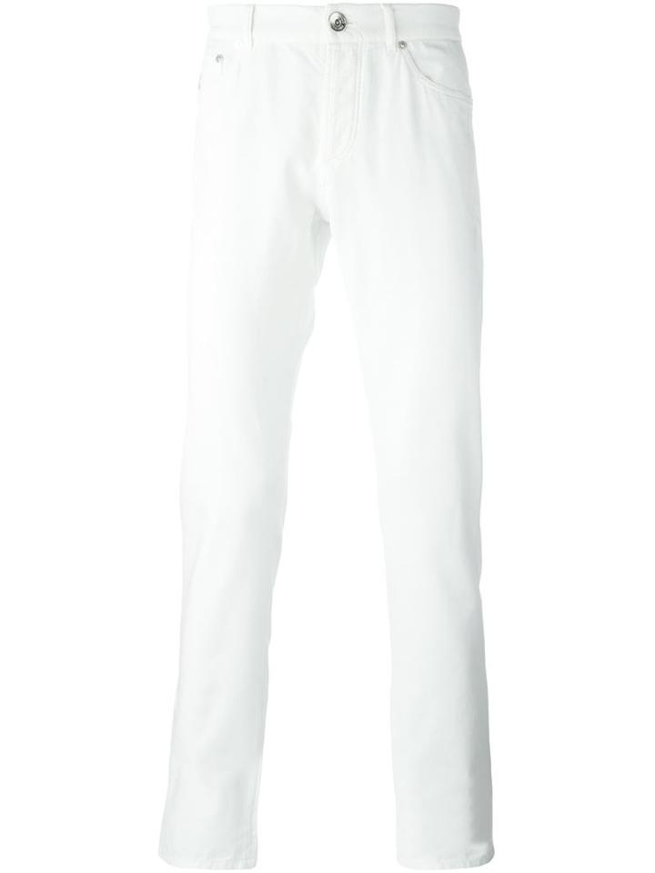Brunello Cucinelli Slim-fit Trousers, Men's, Size: 50, White, Cotton/polyester