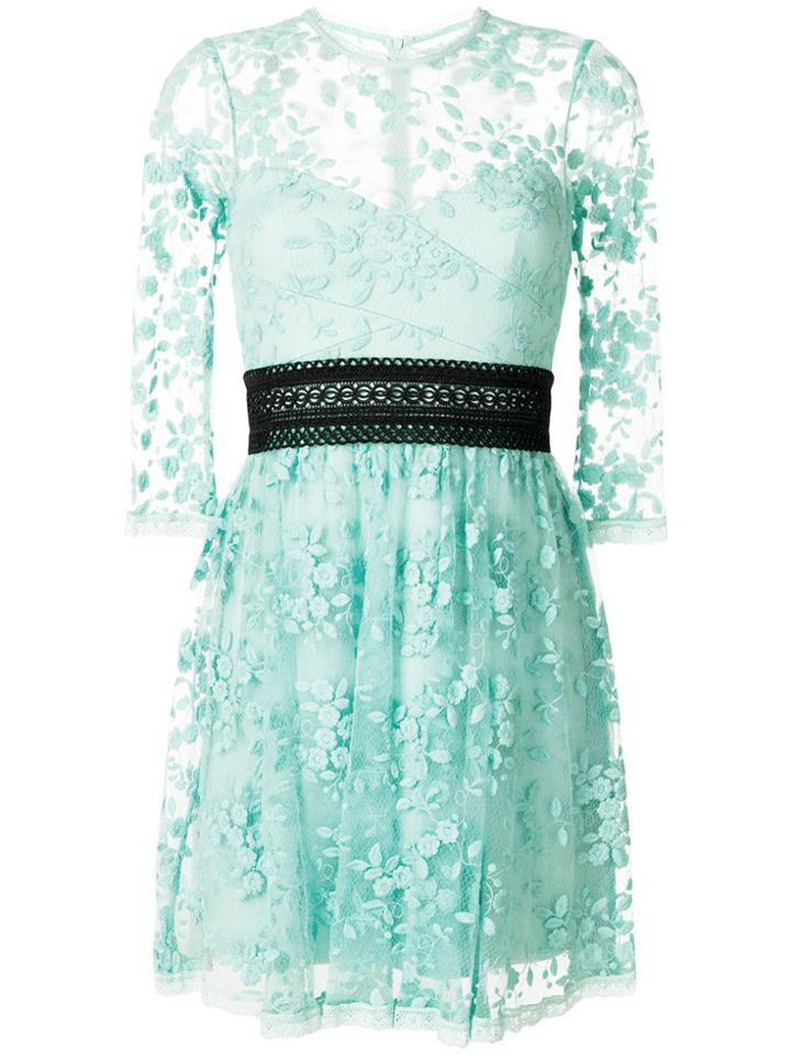 Three Floor Reflection Lace Empire Dress - Green