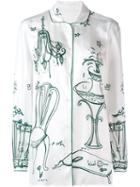 Dolce & Gabbana Garden Print Pyjama Shirt, Women's, Size: 40, White, Silk