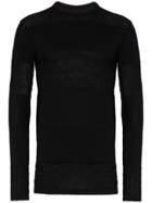 Rick Owens Knitted Crew Neck Panel Jumper - Black