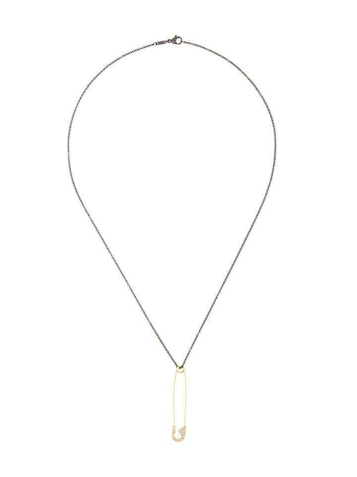Ileana Makri Safety Pin Pendant Necklace - Black