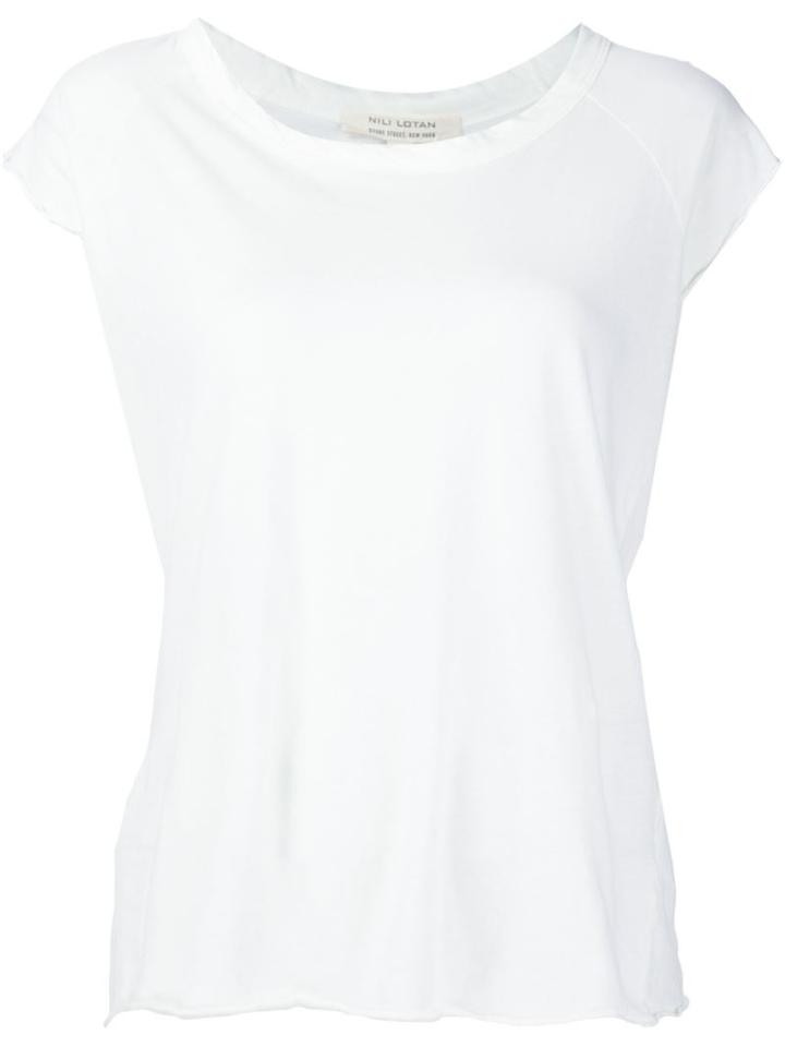 Nili Lotan Raw Hem Top, Women's, Size: Medium, White, Cotton