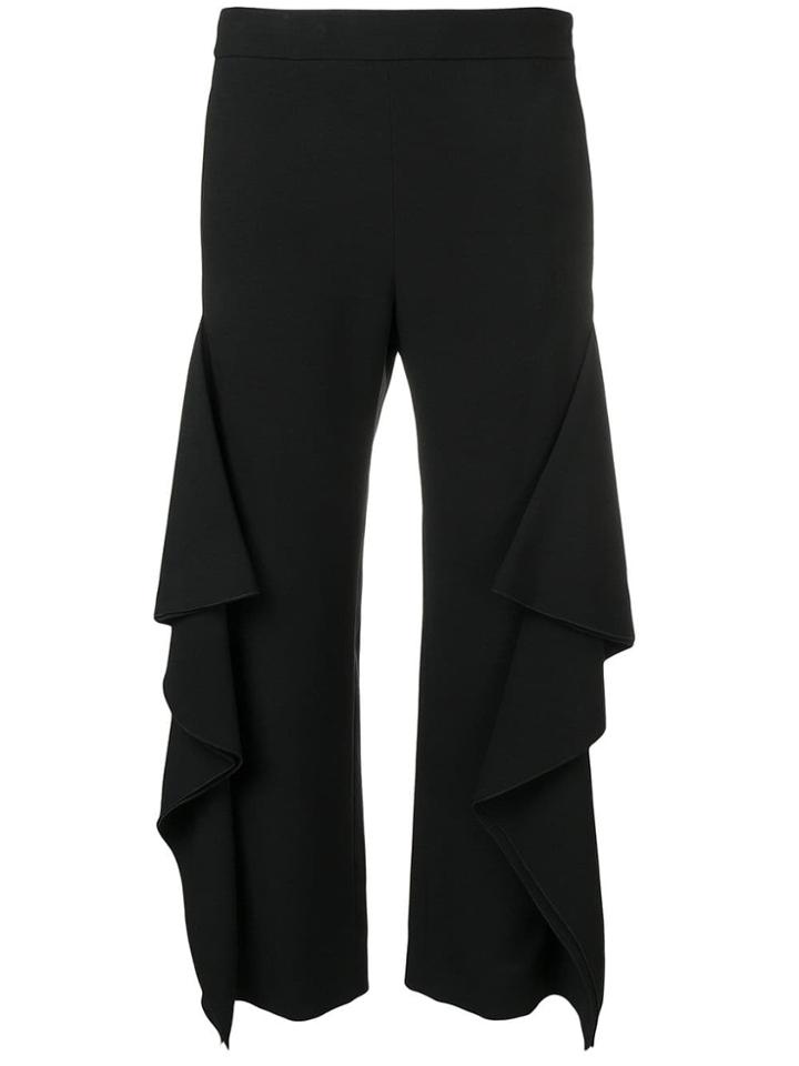 Genny Draped Cropped Trousers - Black