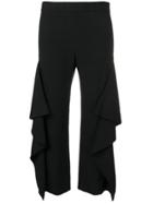 Genny Draped Cropped Trousers - Black