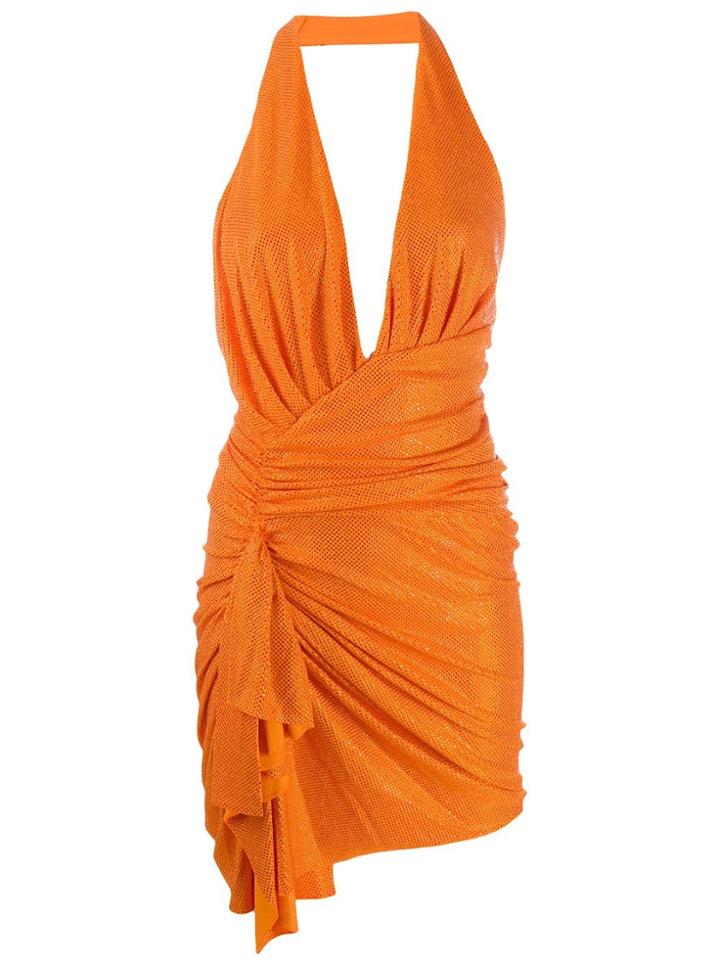 Alexandre Vauthier Embellished Draped Dress - Orange
